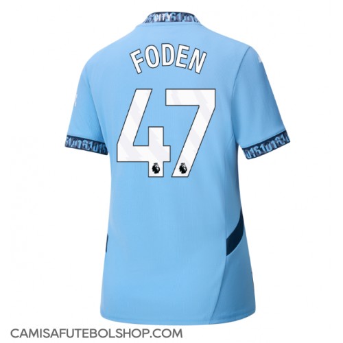 Camisa de time de futebol Manchester City Phil Foden #47 Replicas 1º Equipamento Feminina 2024-25 Manga Curta